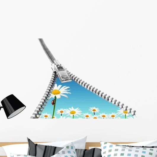 Flower Hidden behind Zip Wall Decal Design 1