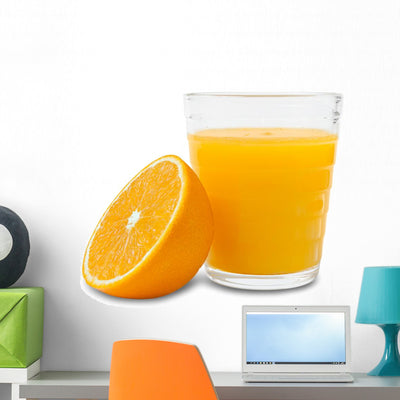 Orange Juice Wall Decal shown on a wall