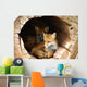 Twin Fox Hidden in a Hollow Log Wall Mural