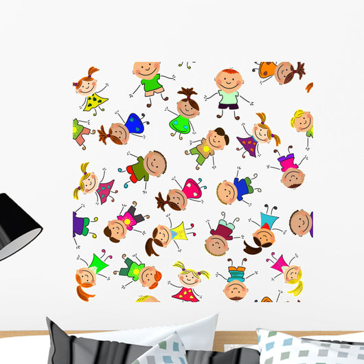 Vector Seamless with Kids Wall Decal