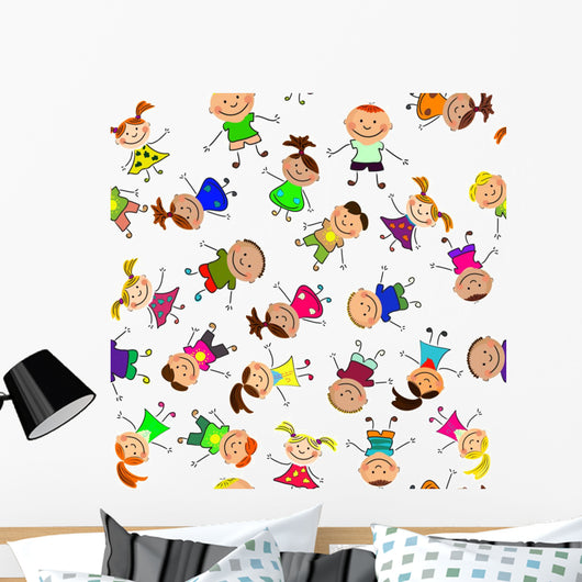 Vector Seamless with Kids Wall Decal