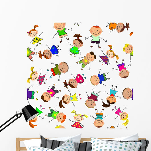 Vector Seamless with Kids Wall Decal