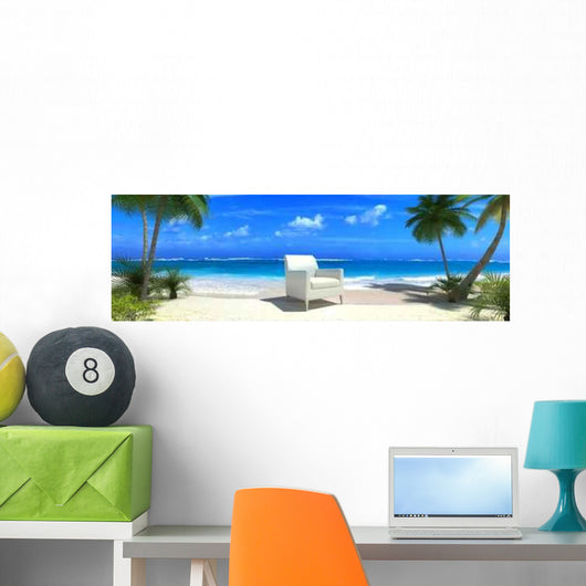White Armchair Beach Wall Decal