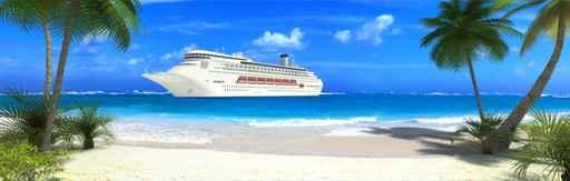 Cruise Ship and Tropical Wall Decal