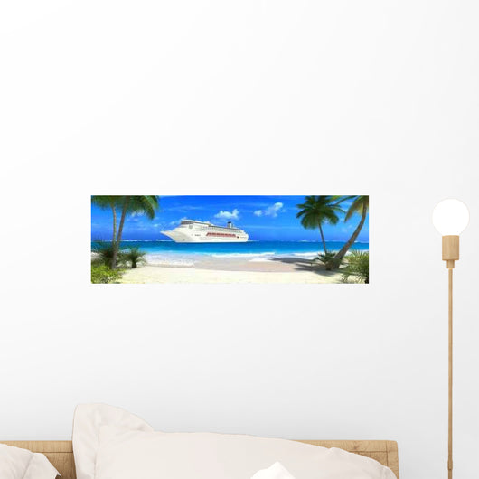 Cruise Ship and Tropical Wall Decal