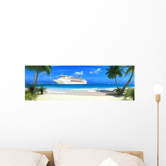 Cruise Ship and Tropical Wall Decal