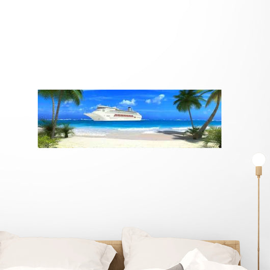 Cruise Ship and Tropical Wall Decal