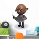 3D Black Businessman Reads Wall Decal