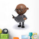 3D Black Businessman Reads Wall Decal