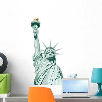 Statue Liberty Wall Decal shown on a wall