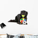 Cute black border collie dog playing with balls Wall Decal
