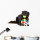 Cute black border collie dog playing with balls Wall Decal