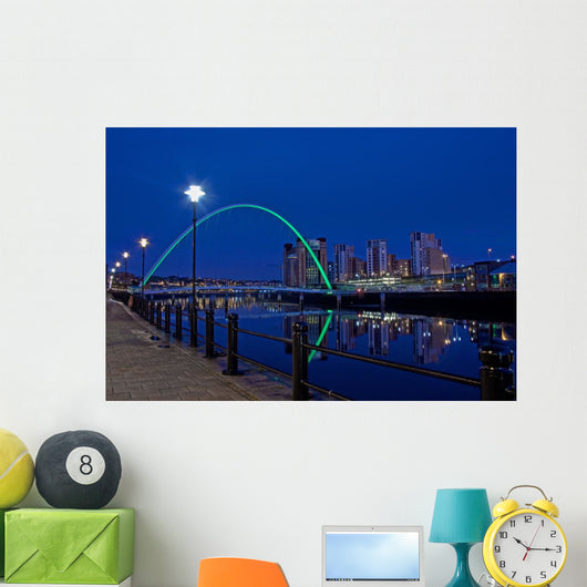 Gateshead Millenium Bridge at Night Wall Mural