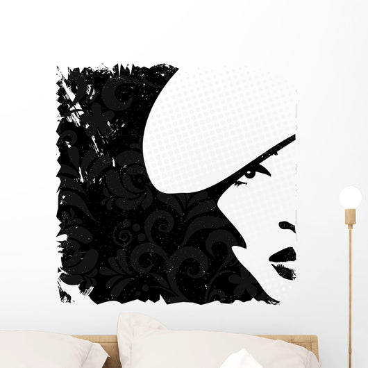 Woman Image in Retro Style Wall Mural