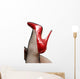 Legs in Fishnet Stockings Red Pumps Wall Decal