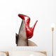 Legs in Fishnet Stockings Red Pumps Wall Decal
