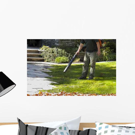 Landscaper Operating Leaf Blower Wall Decal