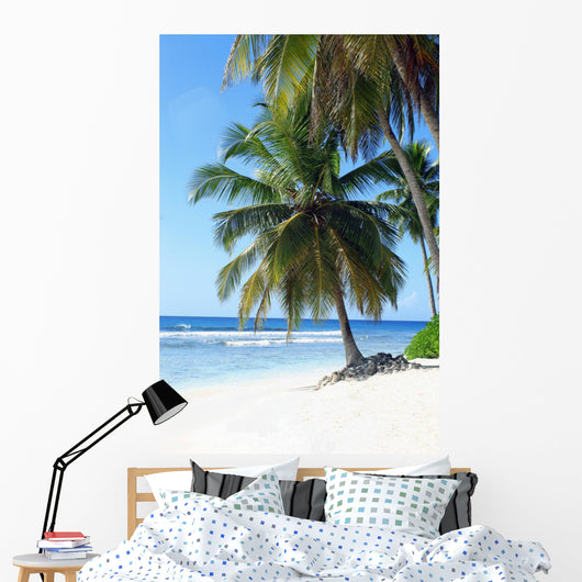 palm trees on tropical island beach Wall Mural