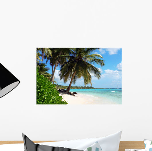 Tropical Island Beach With Palm Trees Wall Mural