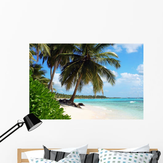 Tropical Island Beach With Palm Trees Wall Mural