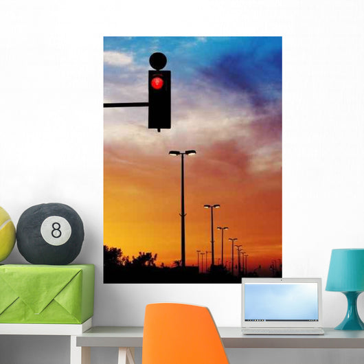 Red Traffic Light and Wall Decal