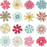 Collection of hand drawn flowers Wall Decal