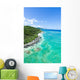 Aerial view of tropical island, clear blue water and coral reef Wall Mural
