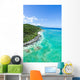 Aerial view of tropical island, clear blue water and coral reef Wall Mural