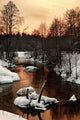 Sunset Wood Winter River Wall Decal