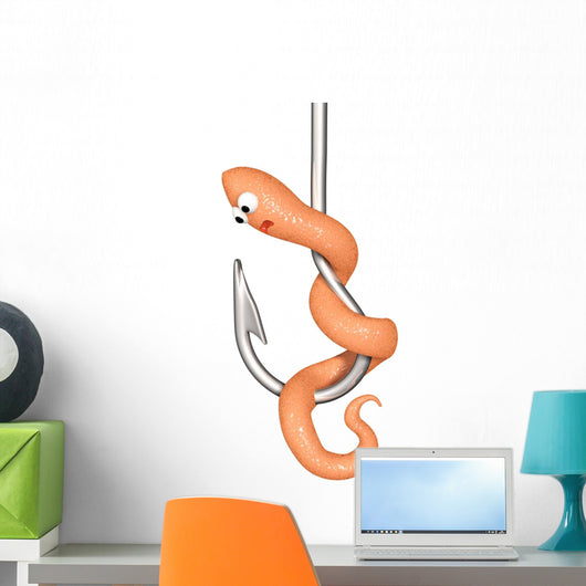 fishing hook worm Wall Decal