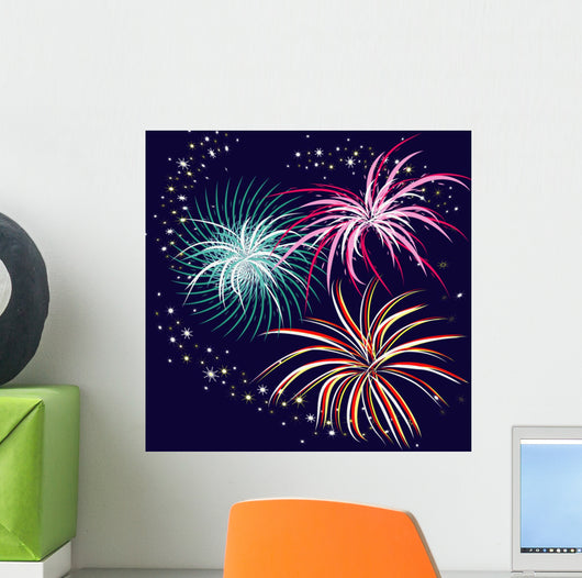 vector illustration with firework Wall Mural