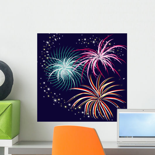 vector illustration with firework Wall Mural