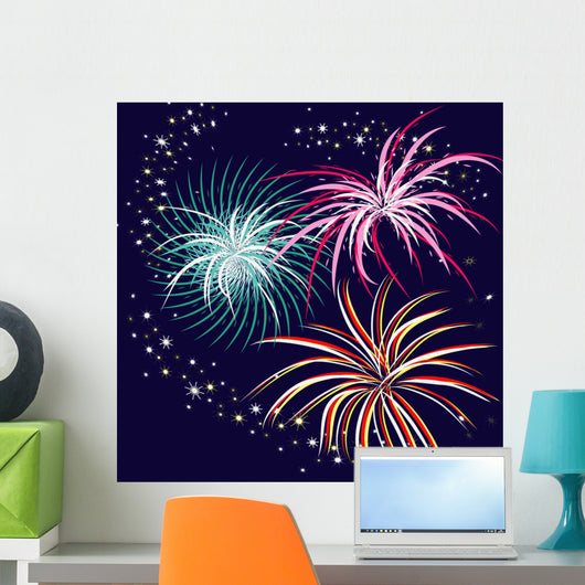 vector illustration with firework Wall Mural