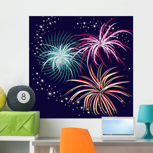vector illustration with firework Wall Mural
