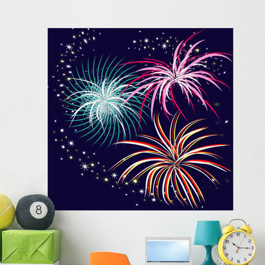 vector illustration with firework Wall Mural