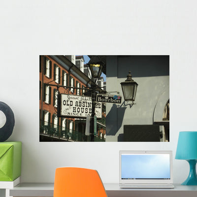 Bourbon Street Sign New Wall Decal shown on a wall
