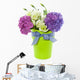 purple white flower bouquet in green vase with ribbon isolated w Wall Decal