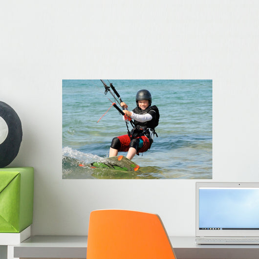 Kitesurfing with a smile Wall Mural