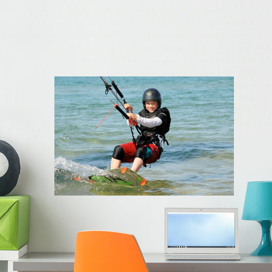 Kitesurfing with a smile Wall Mural