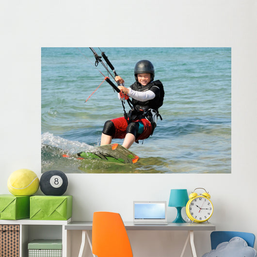 Kitesurfing with a smile Wall Mural