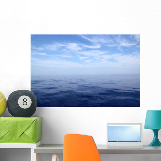 Calm sea blue water ocean sky horizon scenics Wall Mural