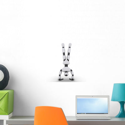 Roboguy Handstand Wall Decal shown on a wall