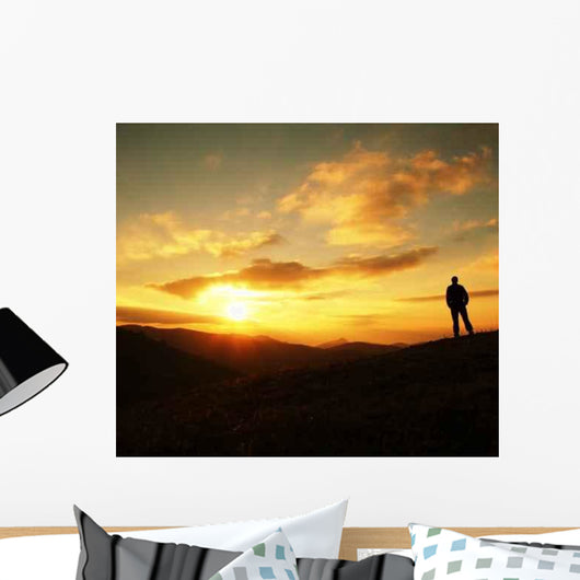 Man Silhouette Sunset Wall Decal Design 2