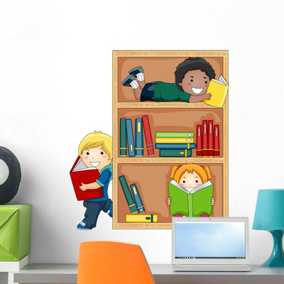 Reading Books Wall Decal shown on a wall
