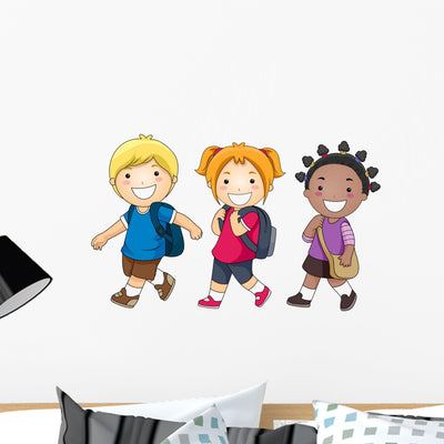 Going to School Wall Decal shown on a wall