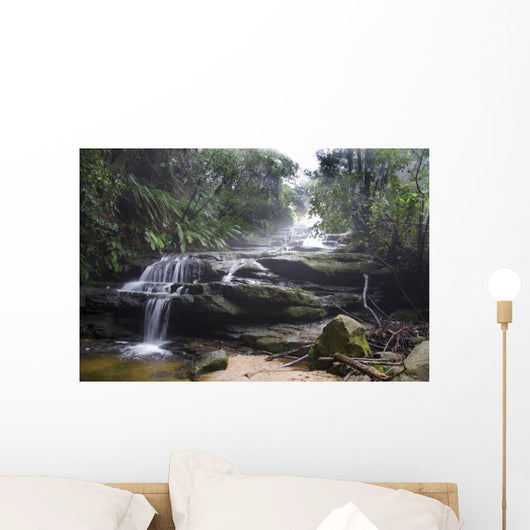 Blue Mountains Waterfall in Mist Wall Mural
