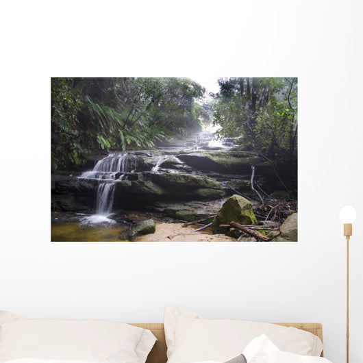 Blue Mountains Waterfall in Mist Wall Mural
