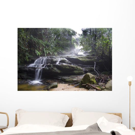 Blue Mountains Waterfall in Mist Wall Mural