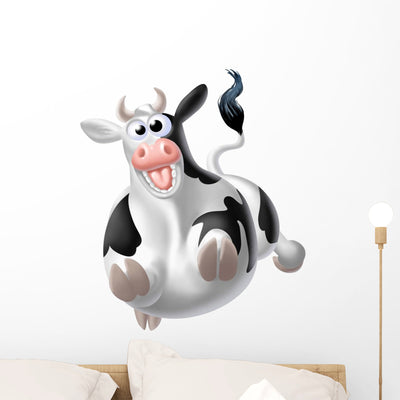 Crazy Cow Wall Decal shown on a wall