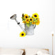 Sunflowers in Watering Can Wall Decal